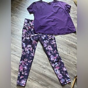 Athleta Purple Leggings and Shirt SZ Medium
